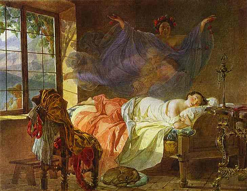 A Dream of a Girl Before a Sunrise by Karl Bryullov (1830-1833)